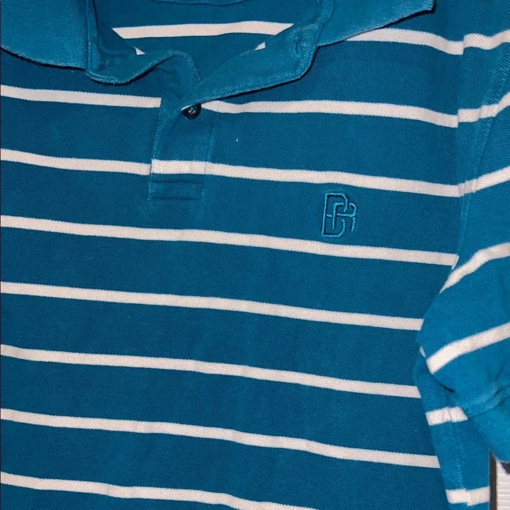 Banana Republic Teal and White Striped Polo